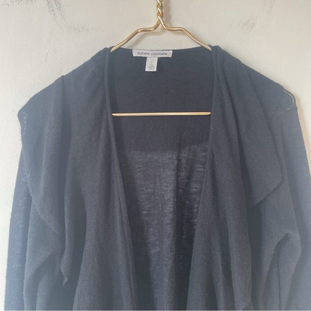 Autumn Cashmere Black Waterfall Shawl Collar Wrap Cashmere Sweater L - Picture 3 of 6